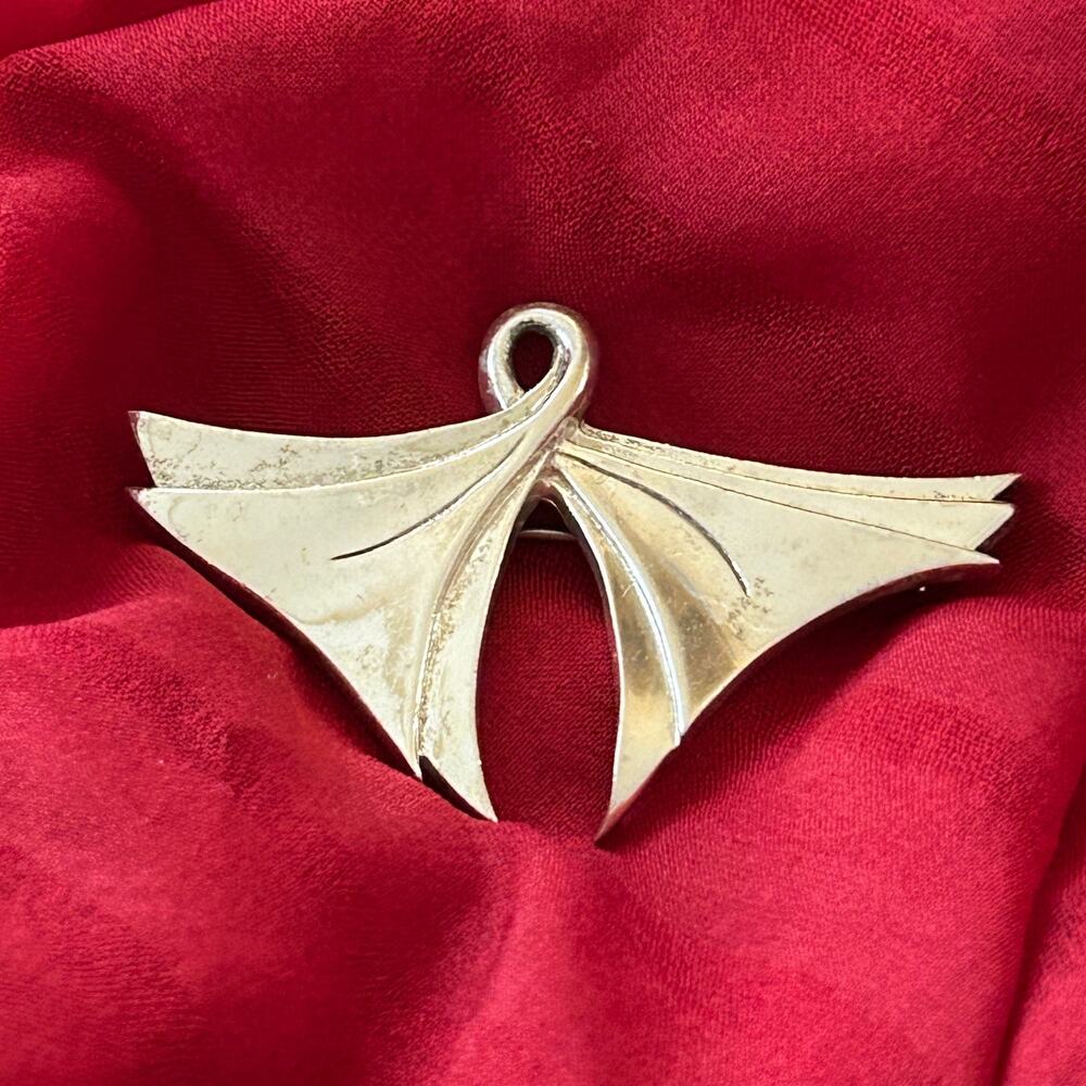 Vintage Gerrico Solid Sterling Silver Modernist Fan Brooch Pendant 21.92g